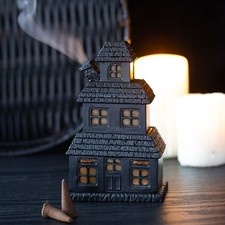 Gothic Witchy Haunted House Design Black Incense Cone Holder Burner