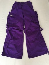 Criminal Damage Carnaby Cargo Pants Womens Size S L31 Wide Leg Purple BNWT