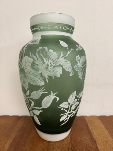 Large glass vase - signed, galle