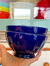 2 French Coffee Bowls Fluted Café Bol Classic Café Au Lait Cobalt Blue Italian