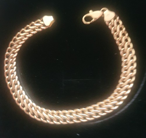 9ct gold double curb bracelet - curb,