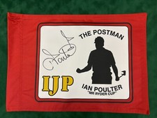 The Postman - Ian Poulter IJP " Mr Ryder Cup " Signed Red Golf Flag + Dealer COA