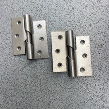 Pair of Heavy Duty 3" 75 mm Butt Hinges Chrome Plated Door Frame + Wood Screws