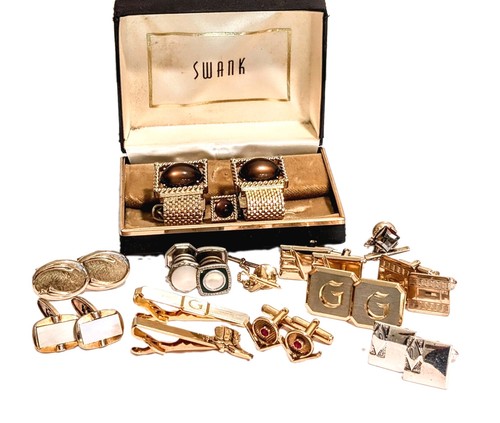 Vintage cufflink tie - cufflink, clip
