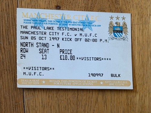 Ticket 1997 man city v - ticket,