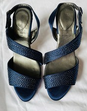 Womens Blue Diamante Strappy
