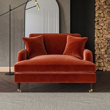 Burnt Orange Velvet Love Seat