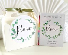 Personalised Children Wedding Activity Box | Pack | Party Bag Favour Eucalyptus