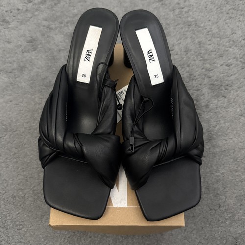 Black leather zara mules - black,