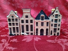Four KLM Blue Delft Houses by