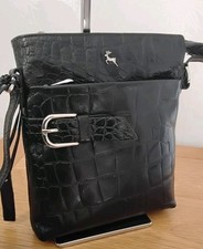  ASHWOOD Joani Black Leather Croc Bag Crossbody Shoulder HARDLY USED 