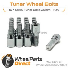 Wheel Bolts (16) Tuner Chrome for Nissan Micra [K12] 03-10 on Aftermarket Wheels