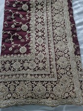 Brown and gold saree With Blouse Wedding Party Eid 