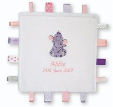 Personalised Taggy Comforter Blanket Heffalump Taggies Soft Toy Christening Gift