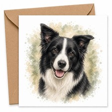 Border Collie Card Watercolour