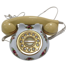 Royal Albert Old Country Roses Vintage Style Rotary Dial Telephone Collectible 