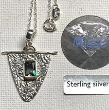 MYSTIC TOPAZ AND 925 STERLING SILVER SHIELD STYLE PENDANT AND CHAIN