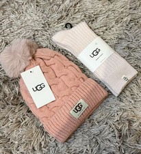 UGG Cable Knit Beanie Hat Fur
