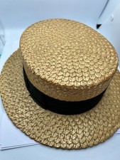 Vintage straw boater hat - straw,