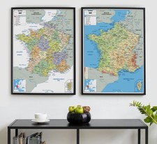 France Map Poster | Laminated Educational Wall Art Print for Schools & HomeA5-A1