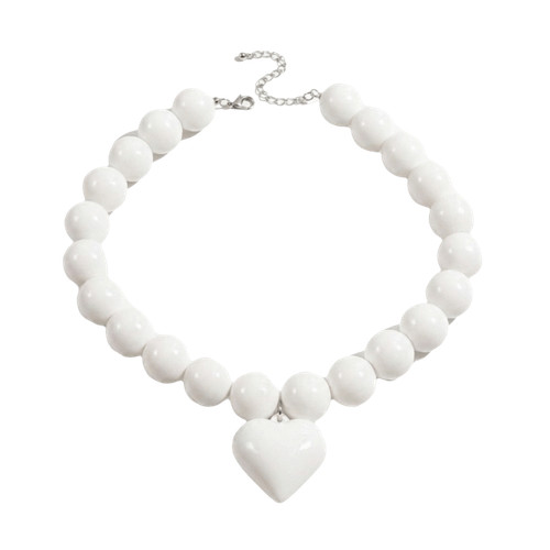 Beaded necklace heart pendant - heart,
