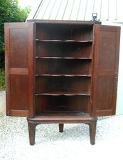 Antique Oak Victorian 5 Shelf Corner Cupboard Housekeeper Cabinet Pull Out Shelf