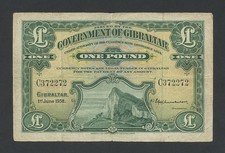 GIBRALTAR £1 note 1938 Rock