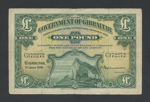Gibraltar note 1938 rock - £1,