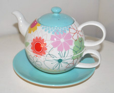 Portmeirion Teapot- Crazy Daisy teapot for one- Floral Glossy- Saucer- Pretty GC