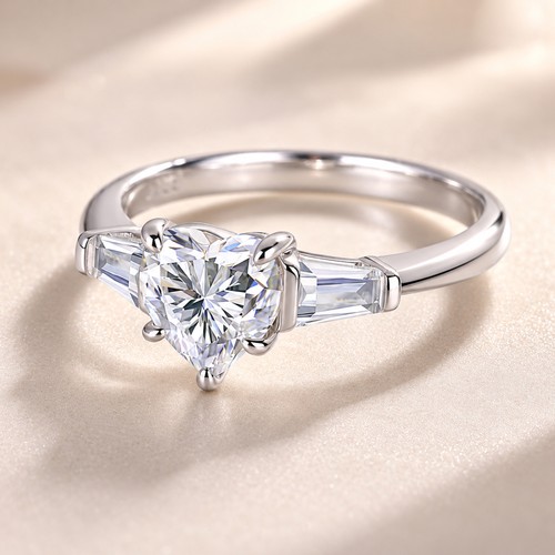 Heart moissanite ring - moissanite,