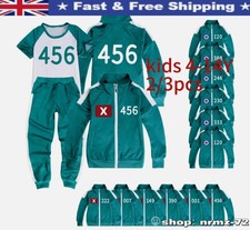 Squid 2 Survival Game Green Tracksuit Jacket Pants Kids Cosplay Costume
