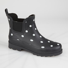 Ladies Polka Dot Ankle Wellies Short Slip On Wellington Boots Sizes 4 to 8