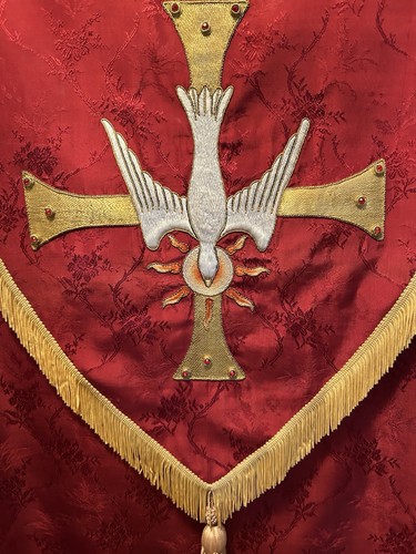 Red silk satin - red, vestment.