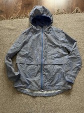 Sweaty Betty Blue Geometric Waterproof Running Jacket With Hood