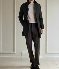 Ex M*S Overcoat Men's Black Lined Funnel Neck Regular Fit Jacket Classic RRP £79