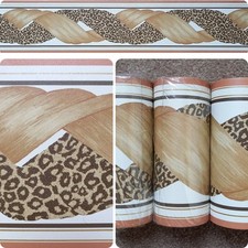 X3 1990s Vintage MAYFAIR Wallpaper BORDER Rolls 80s Traditional Swags Leopard 