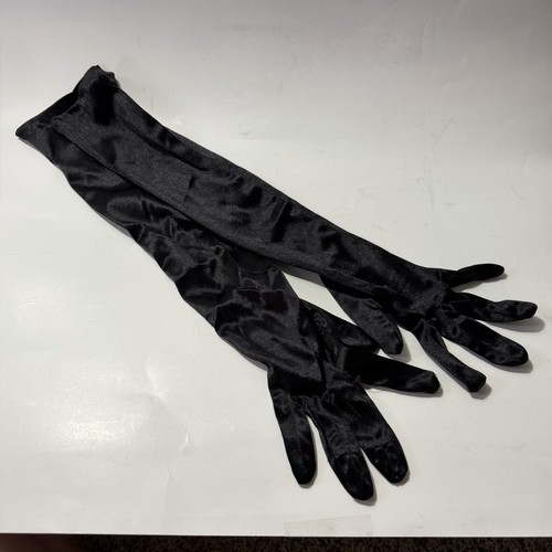 Vintage black satin long opera - satin,