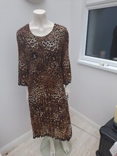 Anna Rose Pleater Leopard Print Hankercheif Hem Lined Dress Size L