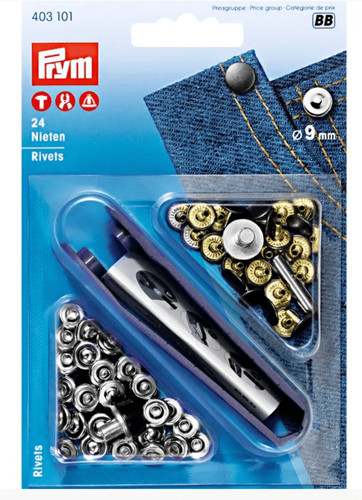 Brass rivets 9mm - brass,