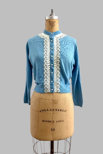 Vintage 1950s blue cardigan - 1950s,