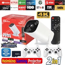 4K Android Gaming Projector With LED WiFi Android 11, 2 Controllers Home Theater