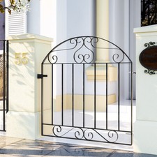 Wrought Iron Metal Garden Side Gate Outdoor Barrier Easy Install Tall &Wide Gate