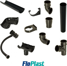 FLOPLAST MINIFLO Small Mini Guttering Rainwater Pipe Fittings BLACK Sheds Garage