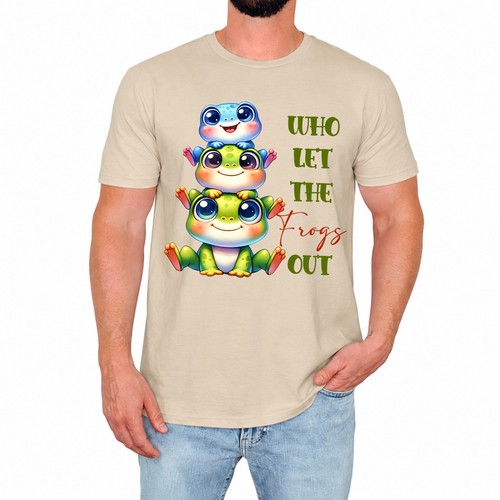 Cute frog cartoon mens shirt - cute,