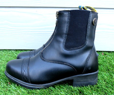 MORETTA GIRLS KIDS CLIO BLACK LEATHER PADDOCK ZIP HORSE RIDING BOOTS UK 1 EUR 33