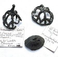 13th century Pilgrim badge / Bell / Rattle ?  - Tin / Lead Alloy + Another Find