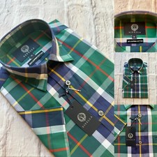 Viyella Short Sleeve Supima Cotton Casual Shirt, Size Medium, Check, BNWT