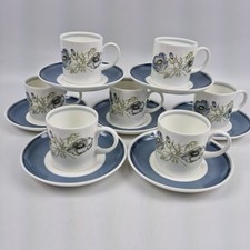 Wedgwood Susie Cooper Glen Mist 7x Tea/Coffee Cups & Saucers Bone China Set
