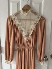 Vtg 70s XS Prairie Dress Rust