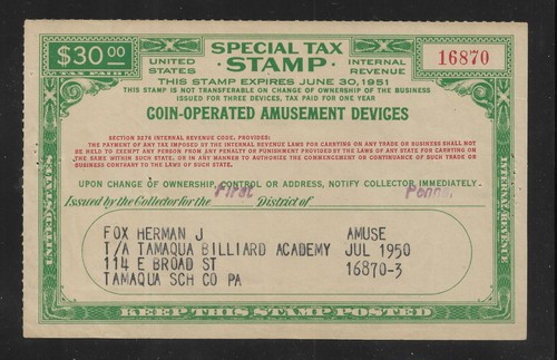 Revenues special tax - us,